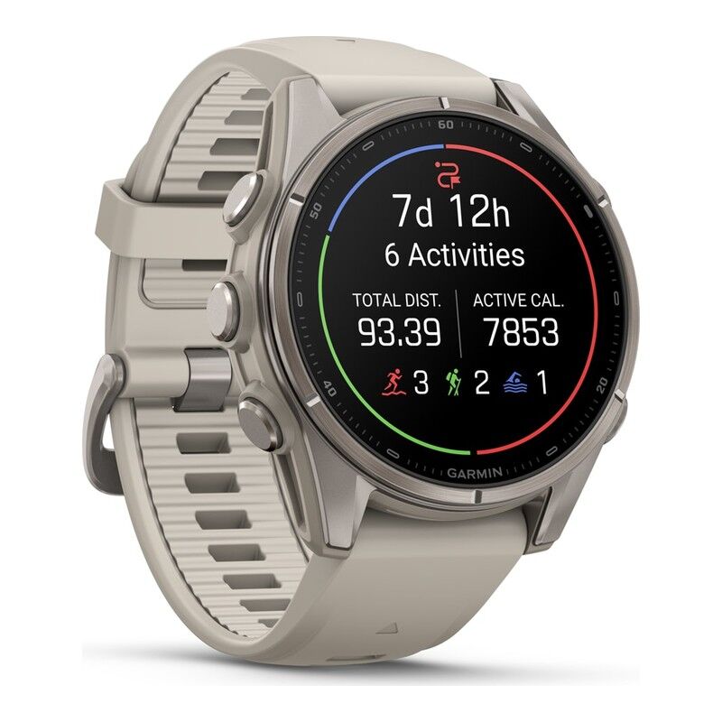 Garmin fenix 9 Smartwatch 43mm - Titanium with Fog Gray Silicone Band