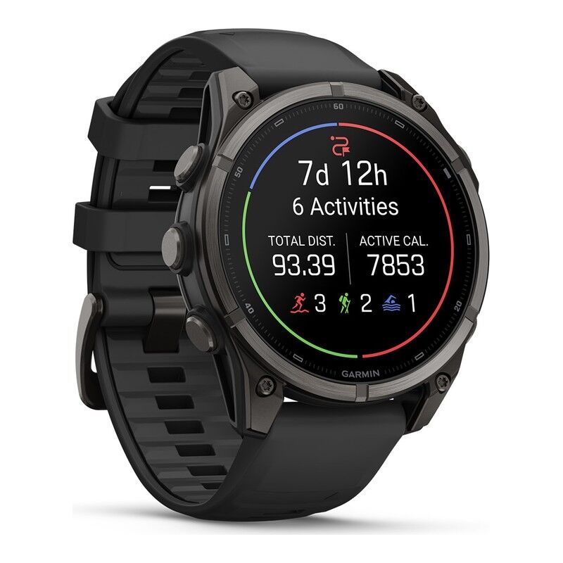 Garmin fenix 9 Smartwatch 47mm - Carbon Gray DLC Titanium with Black Silicone Band
