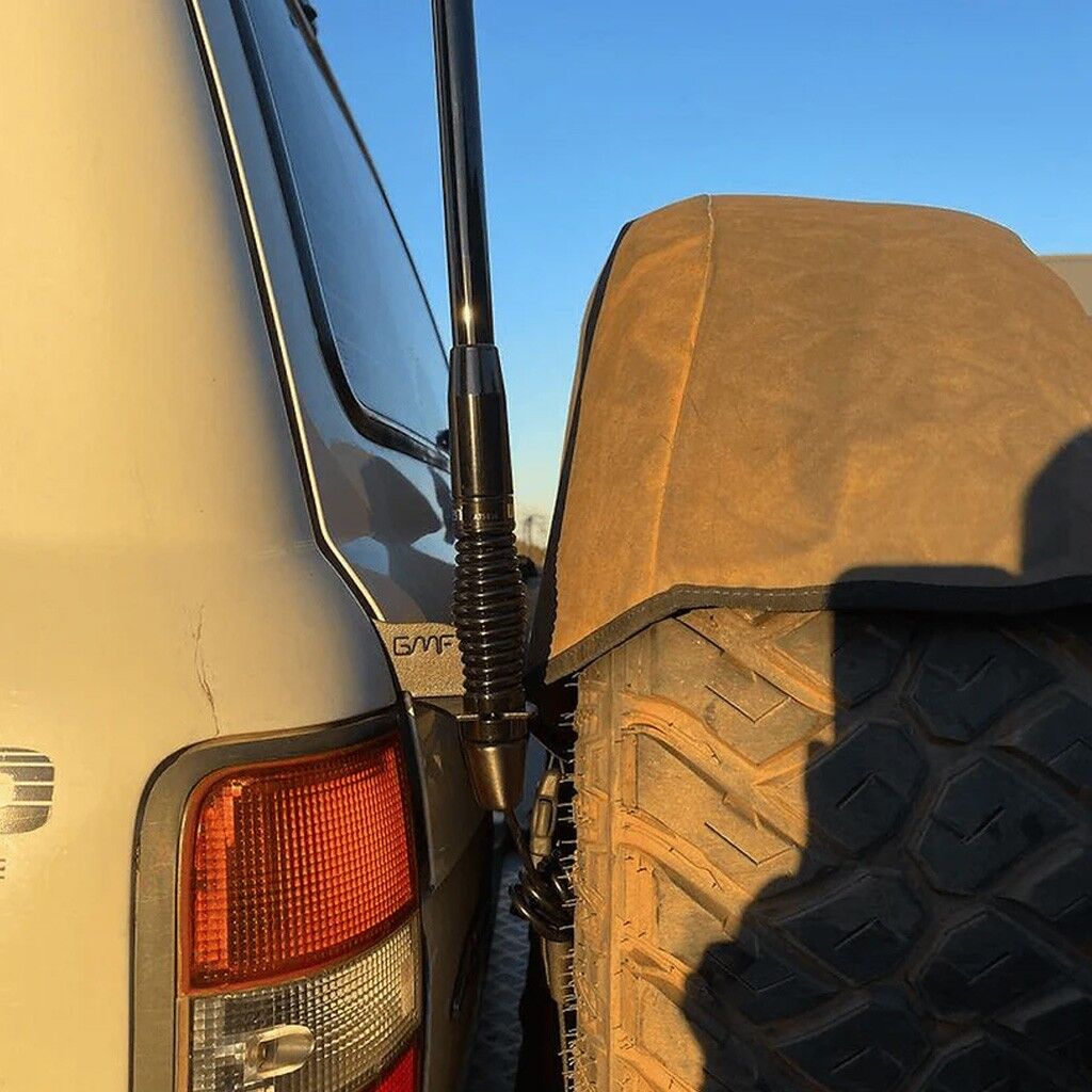 GMF 123P-TG-HNDBLK UHF Antenna Tailgate Bracket To Suit Toyota Land Cruiser 80 Series Passenger Side Black