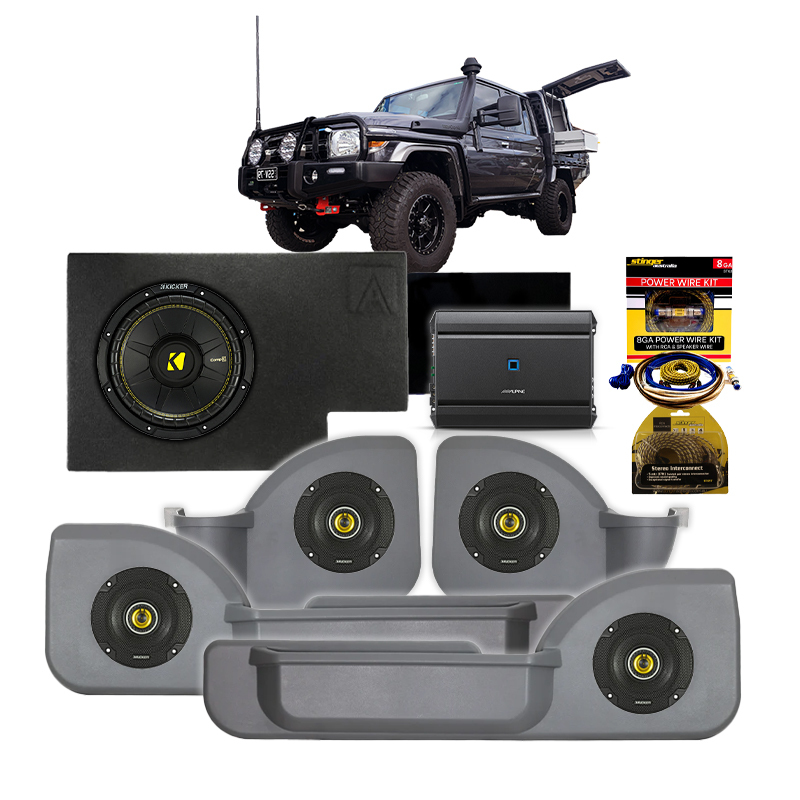Ultimate Audio Upgrade Kit To Suit Toyota Landcruiser 79 Series with Alpine Amplifier & Kicker Speakers