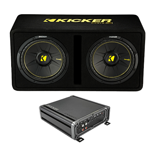 Kicker 44DCWC122 Dual 12″ Ported Subwoofer Enclosure & Mono Amplifier 800W Car Audio Package
