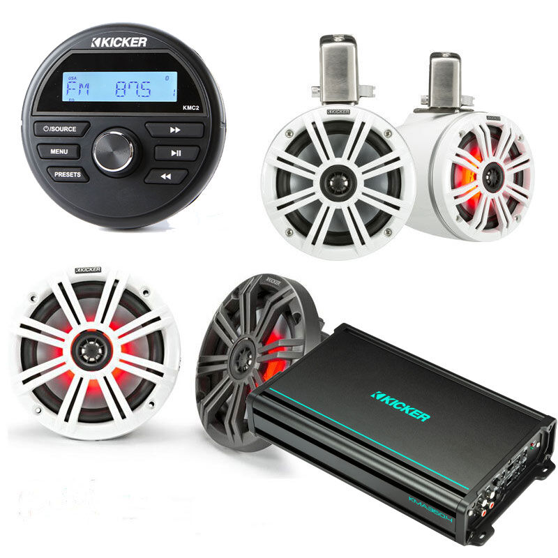 Kicker Marine Pack 4 Speakers - Amp - Media Center