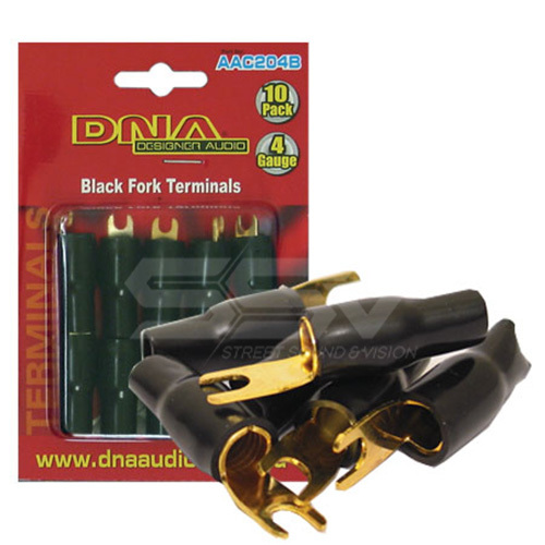 DNA AAC204B 4 Gauge Fork Terminal Black 10 Pack