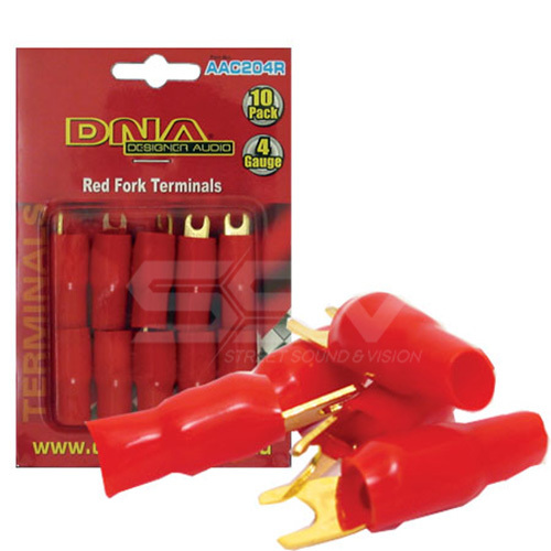 DNA AAC204R 4 Gauge Fork Terminal Red 10 Pack