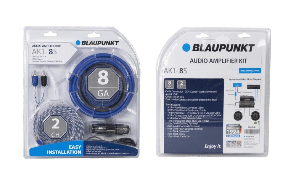 Blaupunkt AK1-8S 8GA 2 Channel Amplifier Wiring Kit