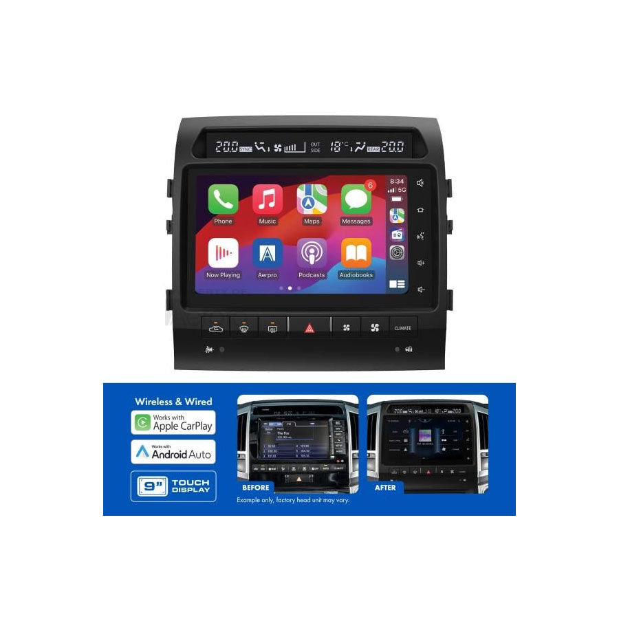 AMUTO52 9" Advanced infotainment system to suit landcruiser 200 series sahara 2012-2015