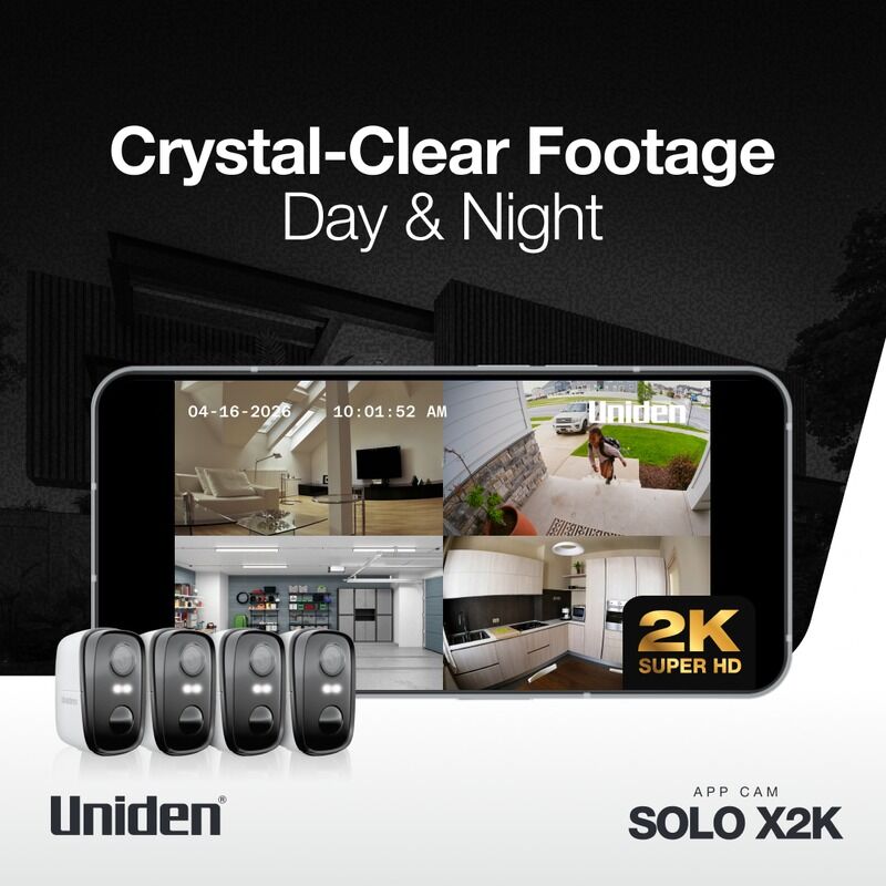 Uniden App Cam SOLO X2K-4 2K Wire-Free Security Camera Quad Pack