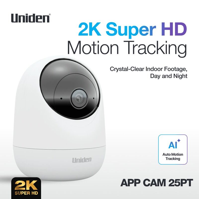 Uniden App Cam X25PT 2K Indoor Pan & Tilt Motion Tracking Camera