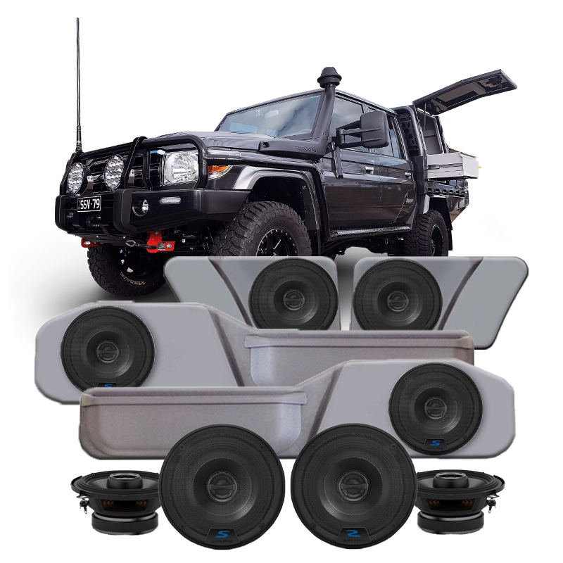 ASV 6.5" Front & Rear Door Speaker Panel With Alpine SS65 Speakers To Suit 79 Series Dual Cab Toyota Landcruiser