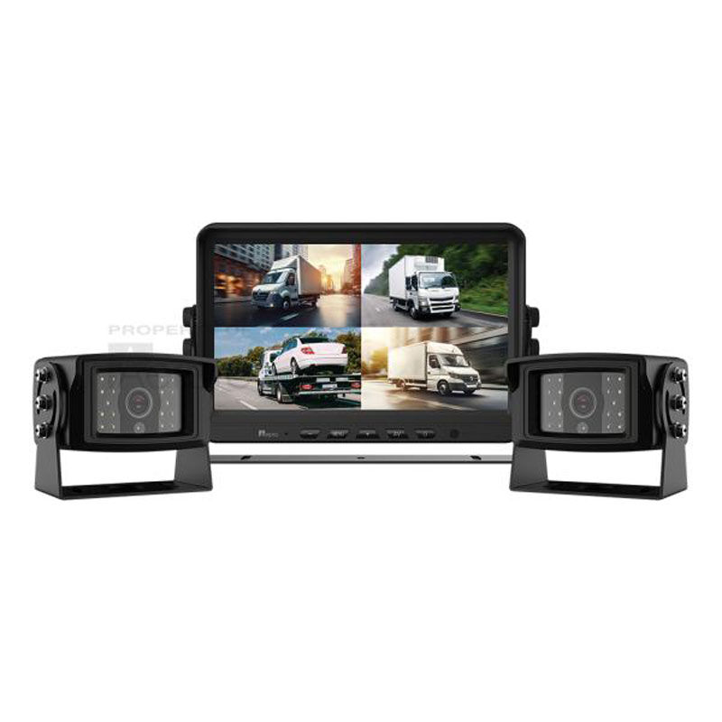Aerpro AVK10QT2 10 Heavy duty ahd quad view monitor 1080p 2 camera truck kit with dvr