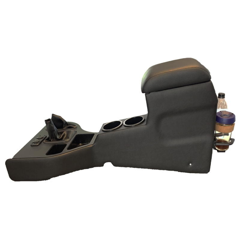 Full Length Black Center Console to suit Landcruiser 79 Series Dual Cab & 76 Wagon (Black) | DPF & NON DPF Models Includes Rear Cups (Black)