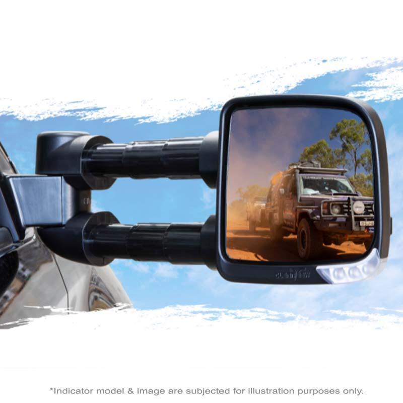 Clearview Towing Mirrors Compact, Pair, Indicators, Electric, Black To Suit Ford Ranger 2006-2011, Mazda BT-50 2006-2011