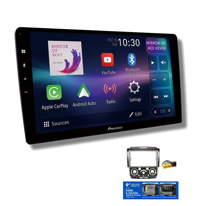Pioneer DMH-AP6850BT 9" head unit & Aerpro AKFO1 Installation Kit to suit Ford ranger & Mazda bt-50 2006-2011