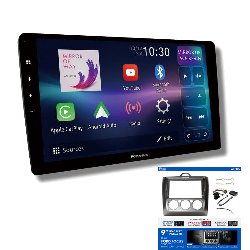 Pioneer DMH-AP6850BT 9" head unit & Aerpro AKFO5 Installation Kit to suit Ford focus 2005-2011