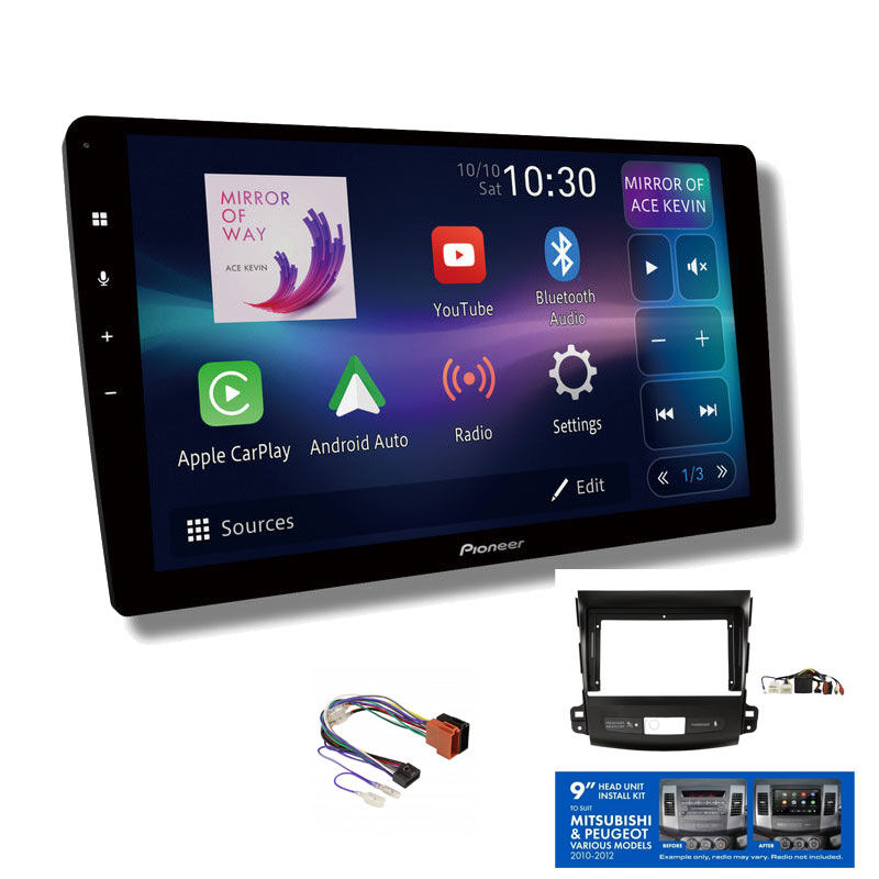Pioneer DMH-AP6850BT 9" head unit & Aerpro AKMB11 Installation Kit to suit Mitsubishi Peugeot 2010-2012