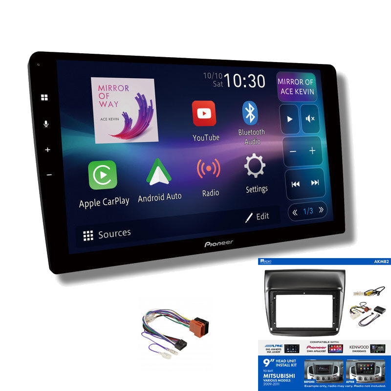 Pioneer DMH-AP6850BT 9" head unit & Aerpro AKMB2 Installation Kit to suit Mitsubishi triton & challenger 2009-2011