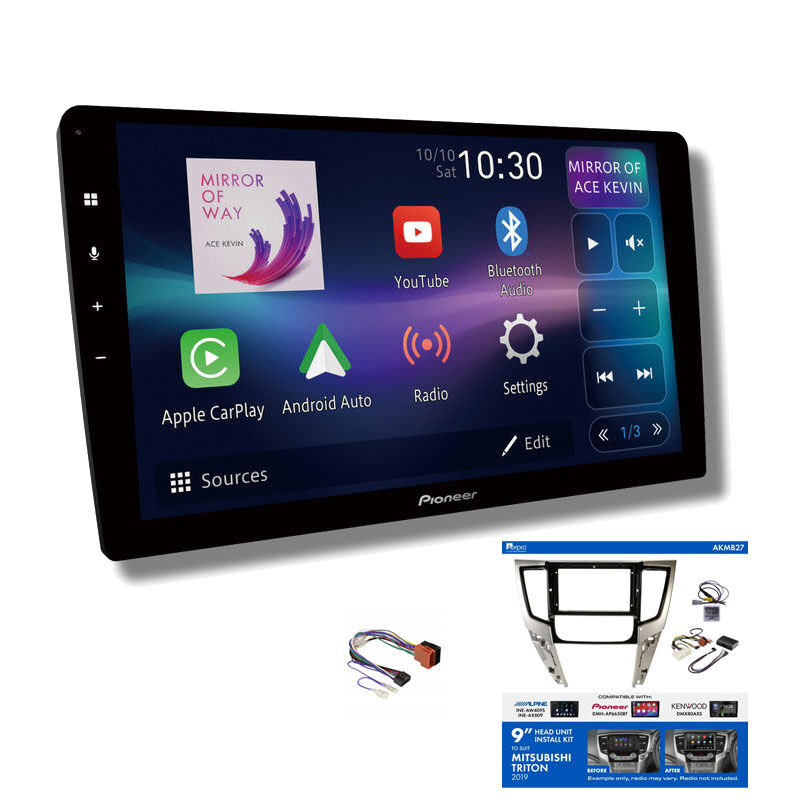 Pioneer DMH-AP6850BT 9" head unit & Aerpro AKMB27 Installation Kit to suit Mitsubishi triton 2019-