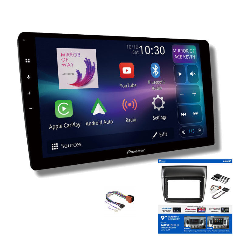 Pioneer DMH-AP6850BT 9" head unit & Aerpro AKMB3 Installation Kit to suit Mitsubishi triton & challenger 2012-2014