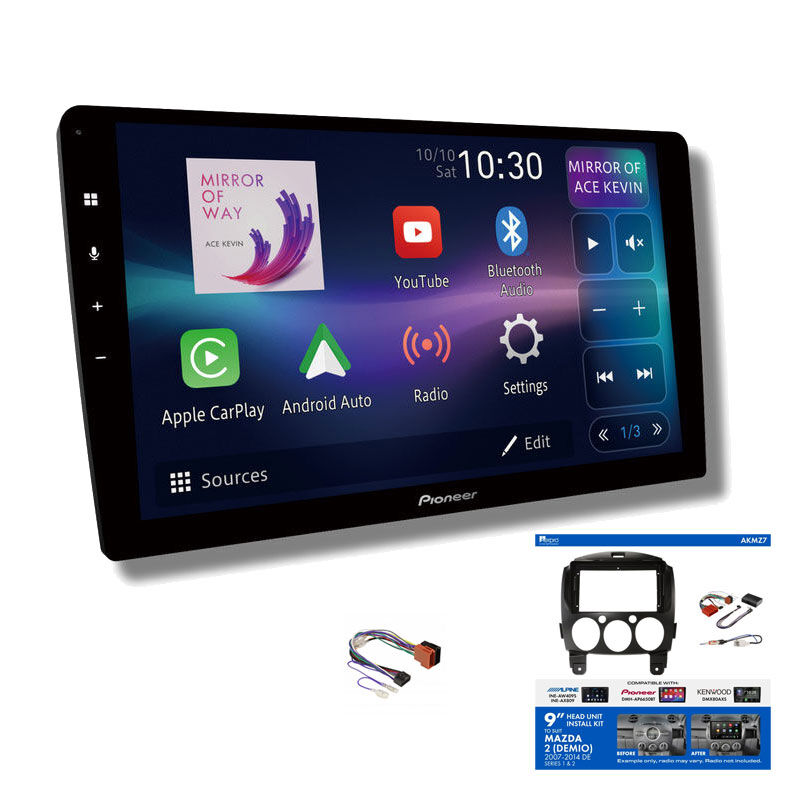 Pioneer DMH-AP6850BT 9" head unit & Aerpro AKMZ7 Installation Kit to suit Mazda 2 2007-2014
