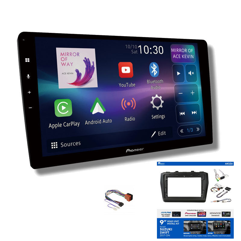 Pioneer DMH-AP6850BT 9" head unit & Aerpro AKSZ6 Installation Kit to suit Suzuki swift 2017-