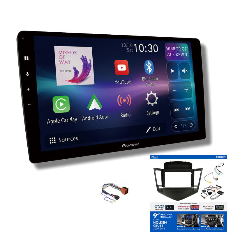Pioneer DMH-AP6850BT 9" head unit & Aerpro AKTGM2 Installation Kit to suit Holden cruze 2009-2016