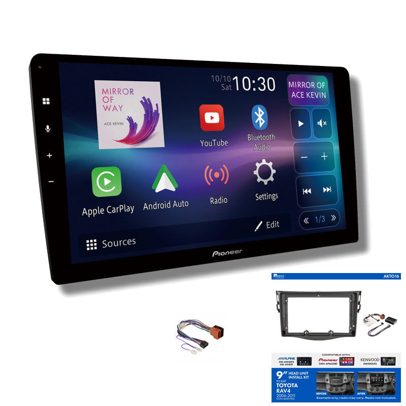 Pioneer DMH-AP6850BT 9" head unit & Aerpro AKTO16 Installation Kit to suit Toyota rav4 2006-2011
