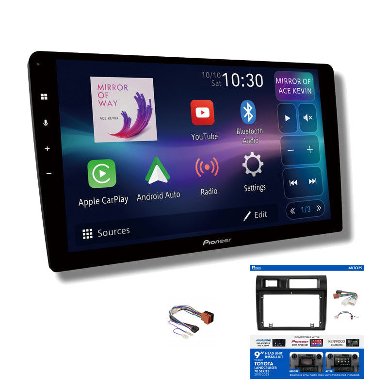 Pioneer DMH-AP6850BT 9" head unit & Aerpro AKTO29 Installation Kit to suit Toyota landcruiser 70 series