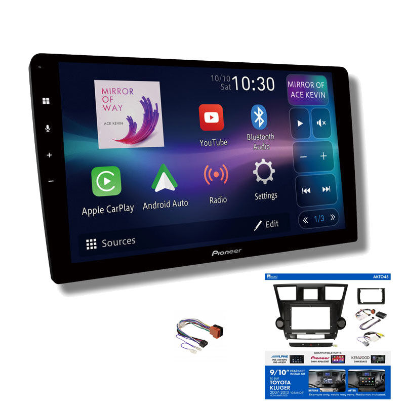 Pioneer DMH-AP6850BT 9" head unit & Aerpro AKTO45 Installation Kit to suit Toyota kluger grande 2007-2013