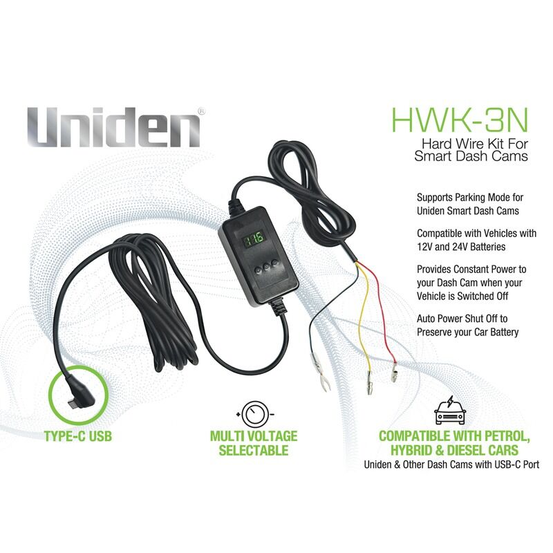 Uniden HWK-3N USB-C Multi-Voltage Dash Cam Hardwire Kit