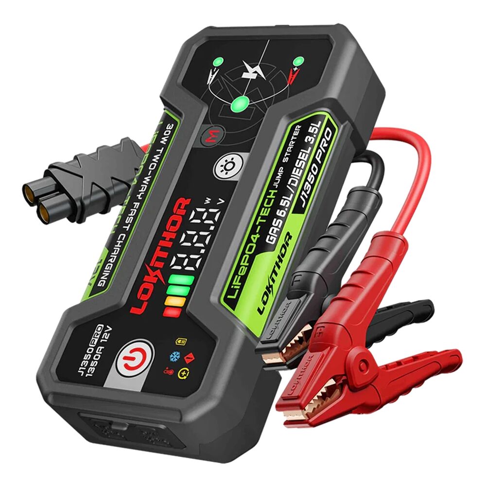 LOKITHOR Joey 3-in-1 Multifunction Rescue Jump Starter Pack 1350A @ 12v + LED Torch + USB Power Bank - LiFePO4 Tech - J1350PRO