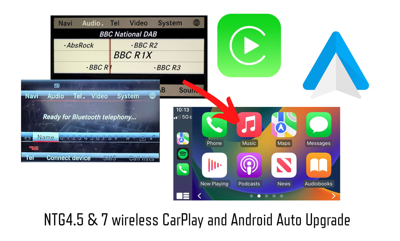 Auto-iO MB-G45HD101 10.25" CarPlay Touchscreen To Suit Mercedes-Benz A-Class W176, CLA C117, GLA X156 & G-Class W463 NTG4.5/4.7 2011-2015