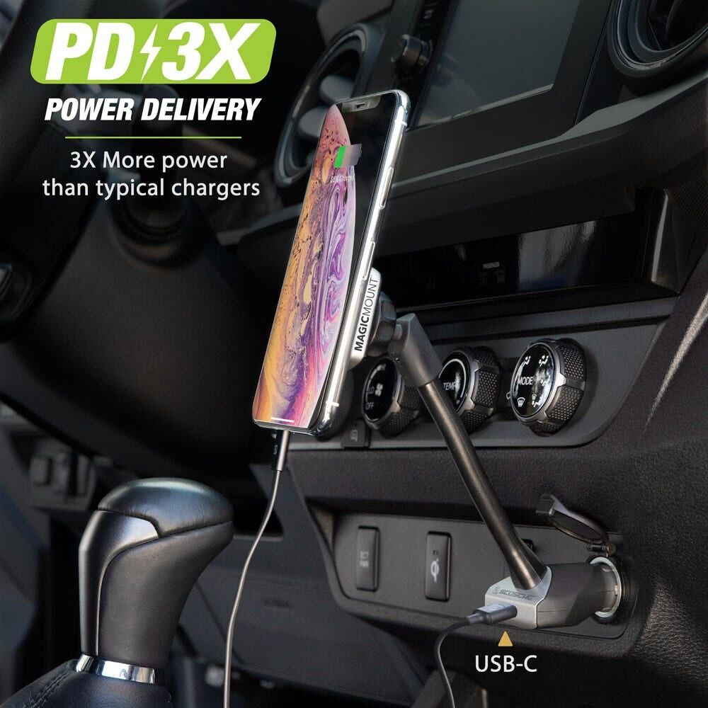 Scosche MP12VPD2-XTSP MagicMount Pro Power USB-C / USB-A Power Delivery Magnetic Power Socket Mount