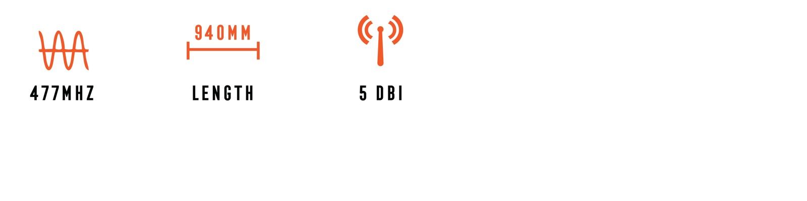 MGX MW5 5dBi 477MHz Fibreglass Braid UHF Whip 94cm