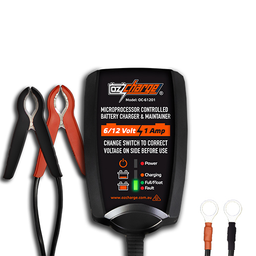 OzCharge OC-61201 6/12V 1A Battery Charger and Maintainer
