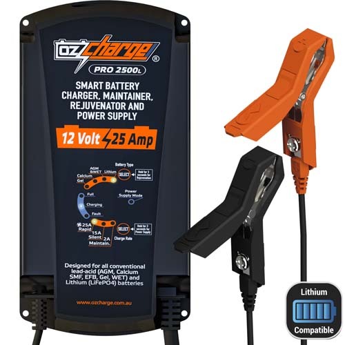 OZ Charge OC-PRO2500L 12V 25A Battery Charger and Maintainer Lithium Pro Series