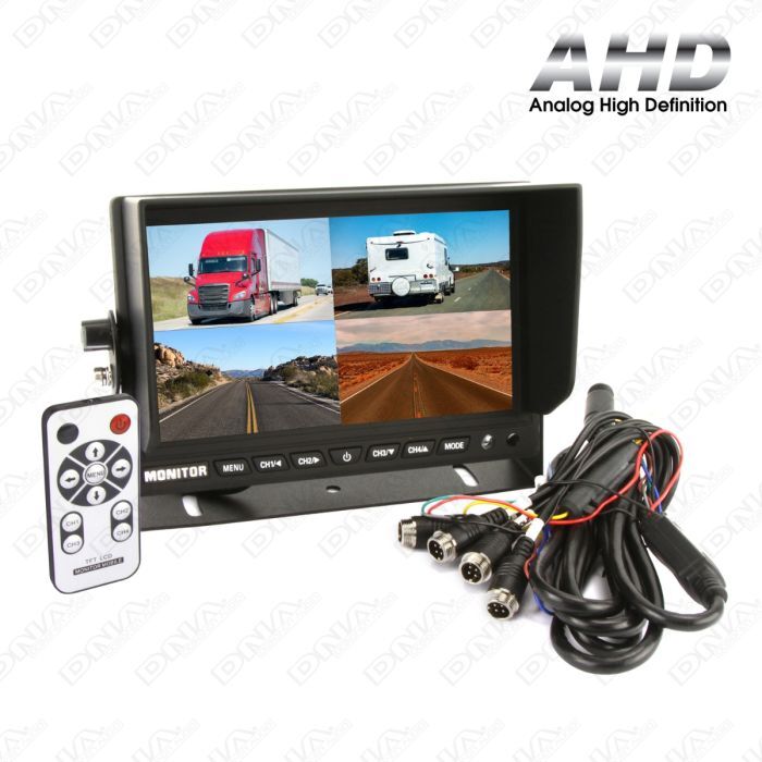 DNA Car Audio RV74B-AHD 7 Inch Analog High Definition (AHD) LCD 4 Channel Quad Rearview Screen