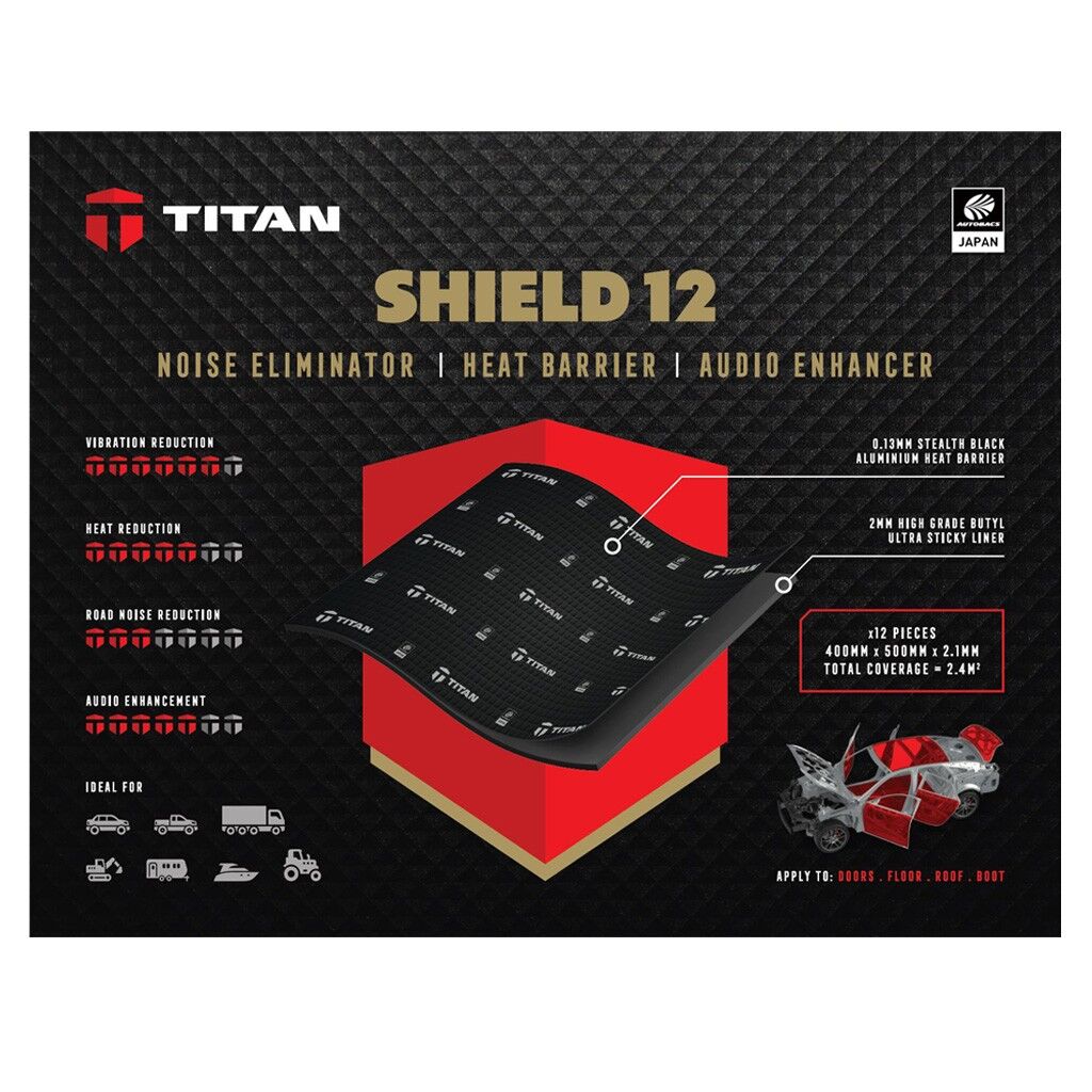 Titan SHIELD 12 Butyl Acoustic & Vibration Deadening Sheets 12 Pack