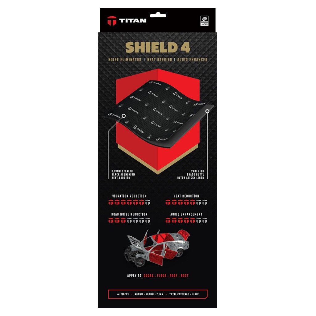 Titan SHIELD 4 Butyl Acoustic & Vibration Deadening Sheets 4 Pack