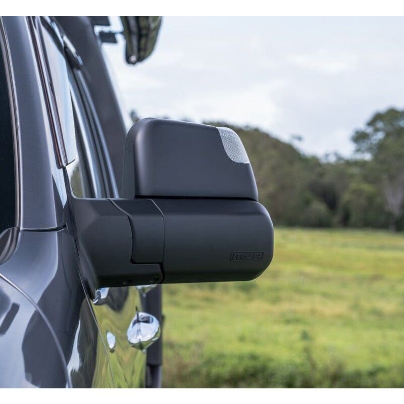 MSA 4x4 TM1600 Towing Mirrors fits Mazda BT50 2020-On Black, Electric, Blind Spot Monitoring NON Powerfold
