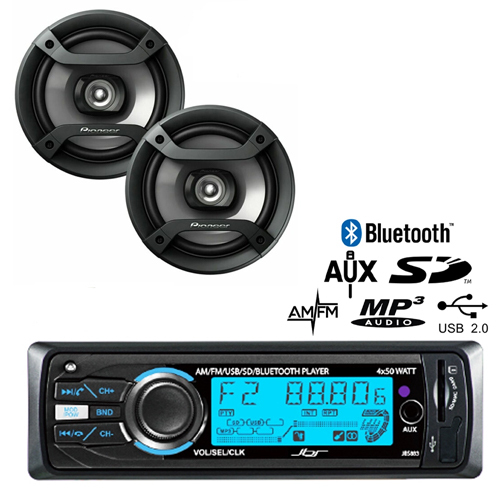 Pioneer TS-F1634R 6.5 Inch Speakers With JBS883 Car Audio Media Player Bluetooth/USB/AM/FM/AUX/Mp3 4 x 50Watt