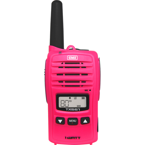 GME TX667MCGTP 1 Watt UHF CB Handheld Radio - Twin Pack - McGrath Foundation Pink