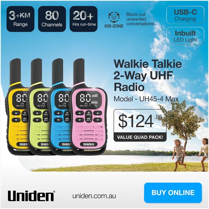 Uniden UH45-4 Max 0.5W UHF CB Handheld Radio Quad Pack
