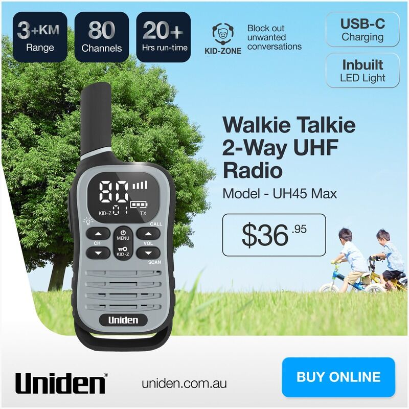 Uniden UH45 Max 0.5W UHF CB Handheld Radio with Kid-Zone Plus