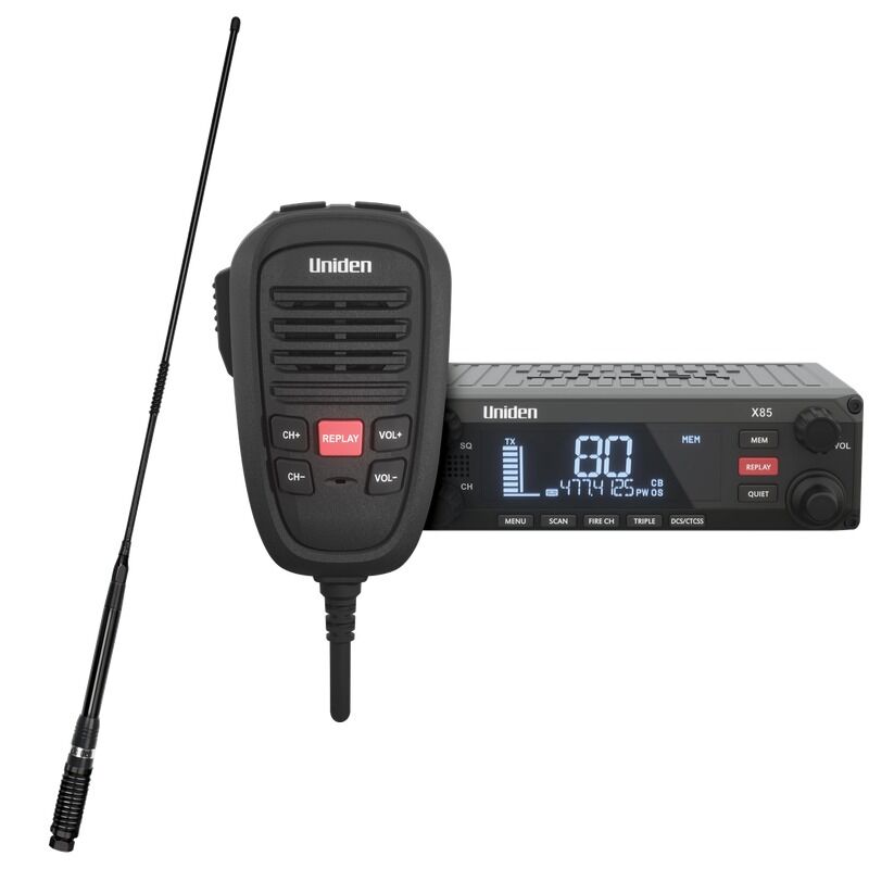 Uniden X85 BUNDLE - X85 DIN Mount UHF CB Radio + AT850BK 6.6 dBi Antenna
