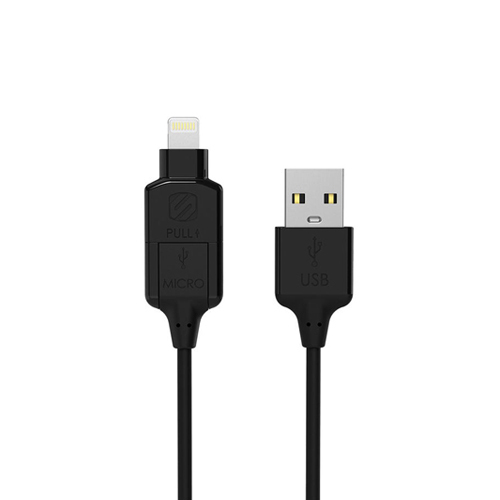 Scosche StrikeLine Pro 10" Charge and Sync Cable for lightening and micro USB devices (black)