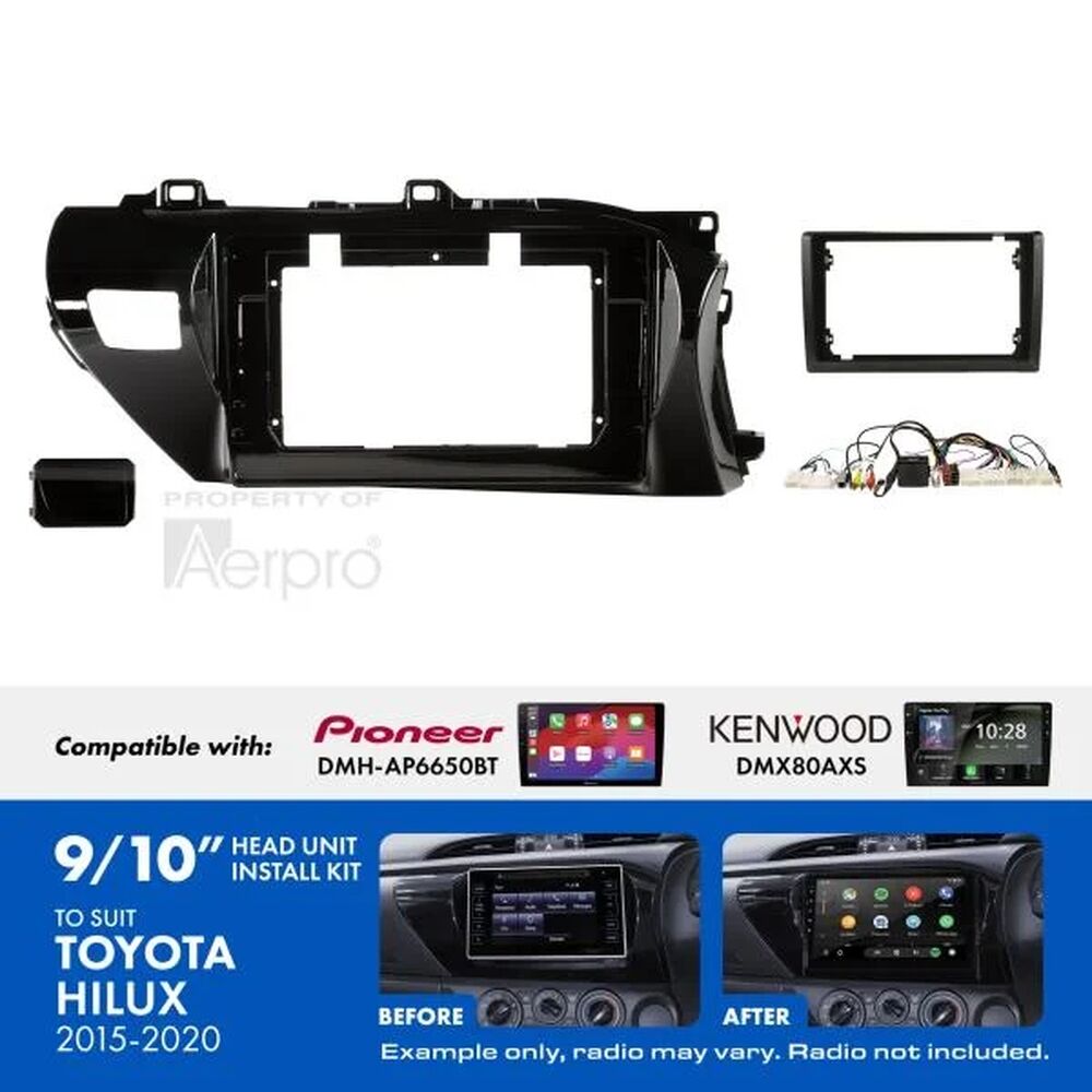 Aerpro AKTO2 9/10 Inch install kit to suit Toyota hilux 2015-2020