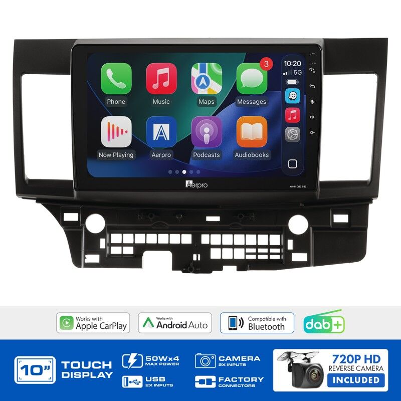 Aerpro AMDMB4 10" Wireless CarPlay & Android Auto Multimedia Kit To Suit Mitsubishi Lancer 2007-2010 (Non-Amplified)