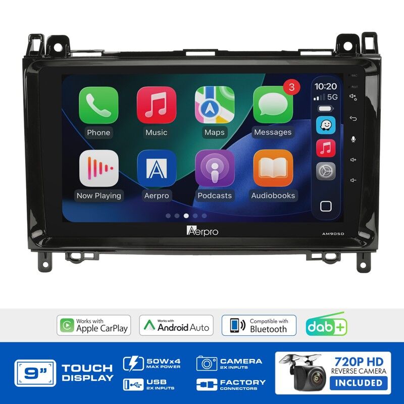 Aerpro AMDMC2 9" Wireless CarPlay & Android Auto Multimedia Kit To Suit Mercedes-Benz & Volkswagen Various Models 2005-2018 (Non-Amplified)