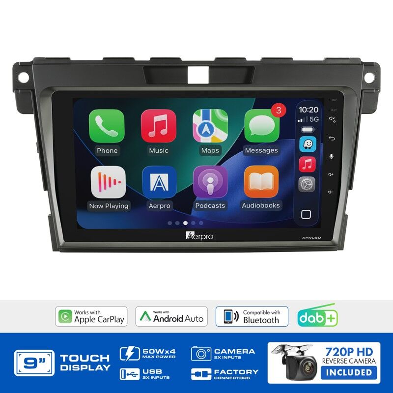 Aerpro AMDMZ20 9" Wireless CarPlay & Android Auto Multimedia Kit To Suit Mazda CX-7 2009-2012 (Non-Amplified)