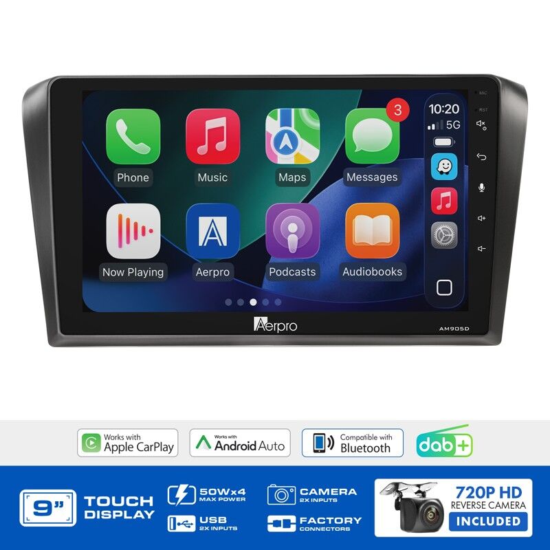 Aerpro AMDMZ6 9" Wireless CarPlay & Android Auto Multimedia Kit To Suit Mazda 3 2004-2009 (Non-Amplified)